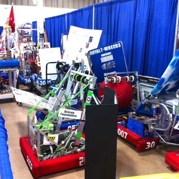 These are remote-controlled robots that will engage in "Battle Bot" style competitions.  Cool.
