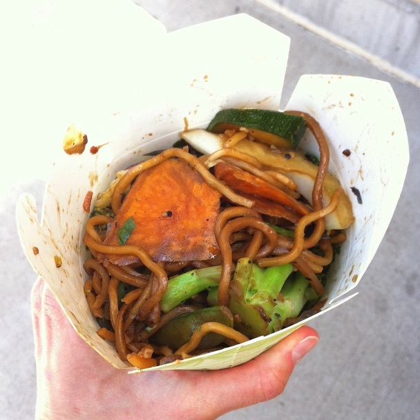 Island noodle and veggie stir fry.  A sizable portion that I polished off with no problem; it was SUPER tasty!  